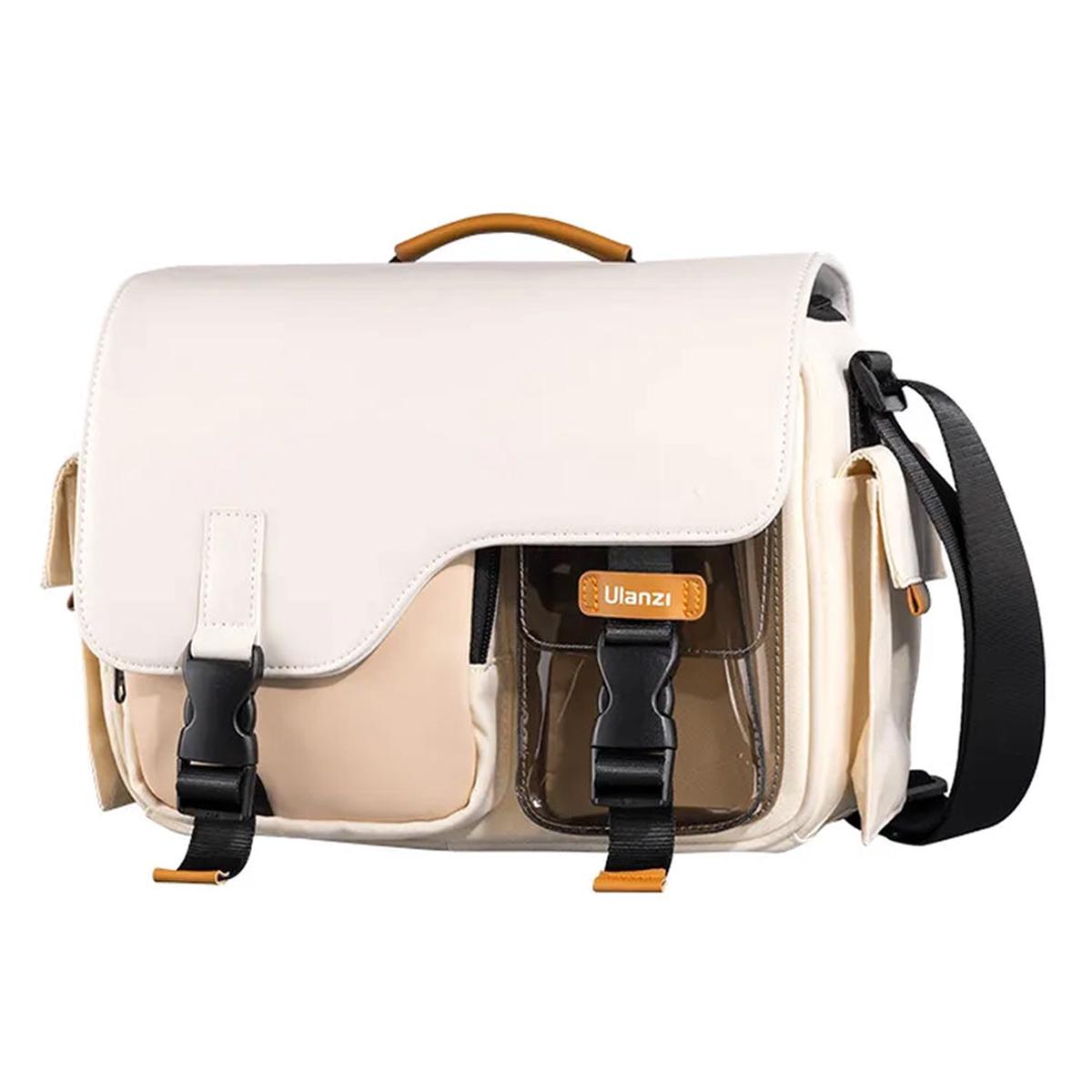 Ulanzi MS12 Messenger Sling Bag for DSLR Mirrorless Cameras, Drones and Accessories with Water Resistant Material, Multiple Pockets and Padded Dividers | Black, Beige