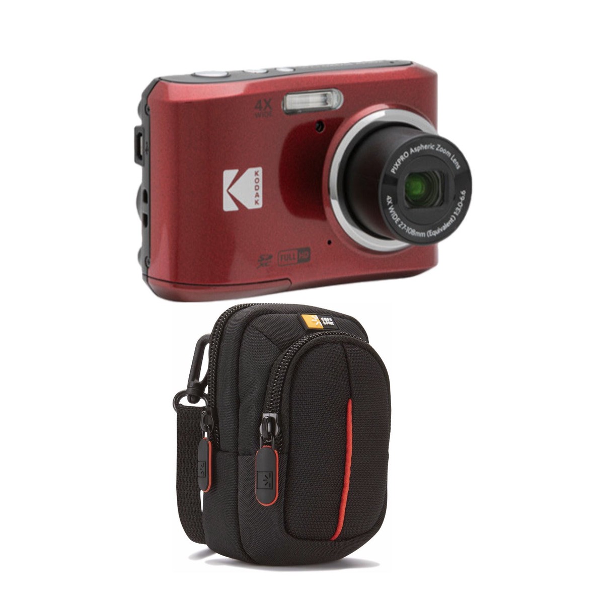 Kodak PIXPRO FZ45 Friendly Zoom Digital Camera (Red) with Camera Case