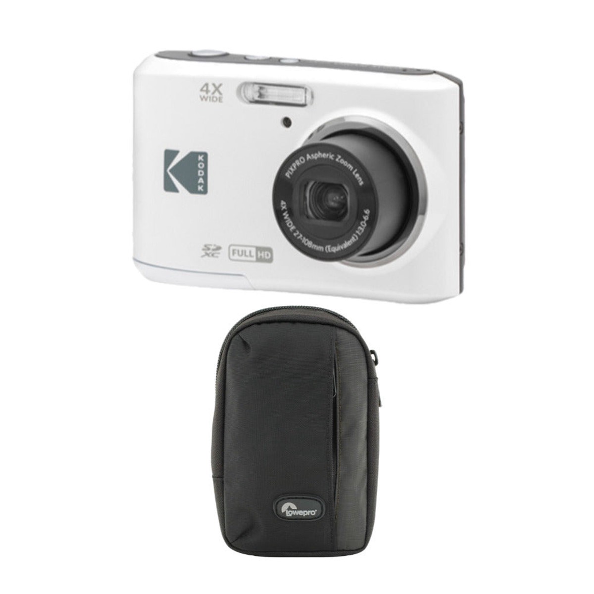 Kodak PIXPRO FZ45 Friendly Zoom Digital Camera (White) with Camera Case
