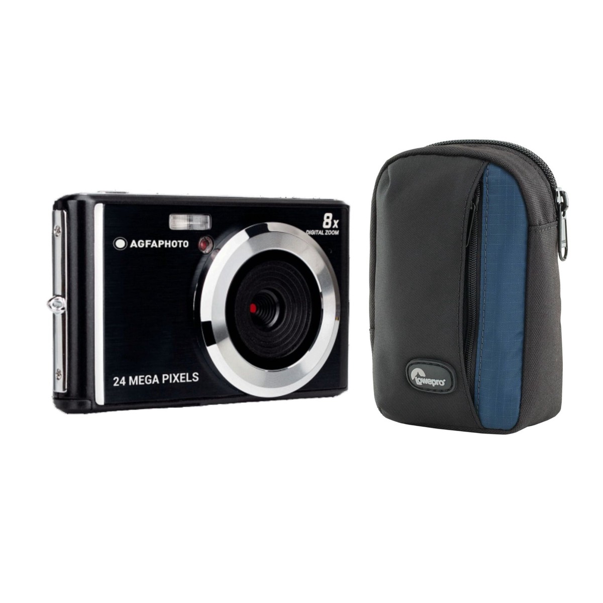 Agfa Photo DC5500 Compact Digital Camera (Black) with Camera Case (Black and Galaxy Blue) Bundle
