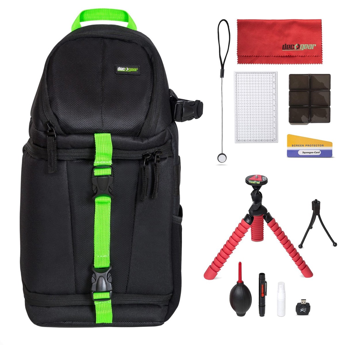 Deco Photo SB250B Sling Backpack Accessories Kit for DSLR and Mirrorless Cameras