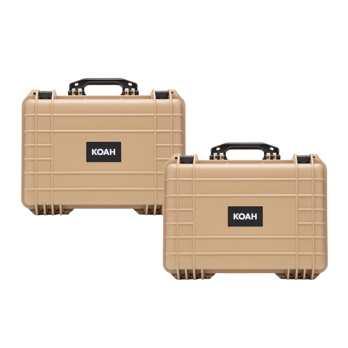 Koah Weatherproof Hard Case with Customizable Foam (18 x 14 x 7 Inch) - Tan (2-Pack)