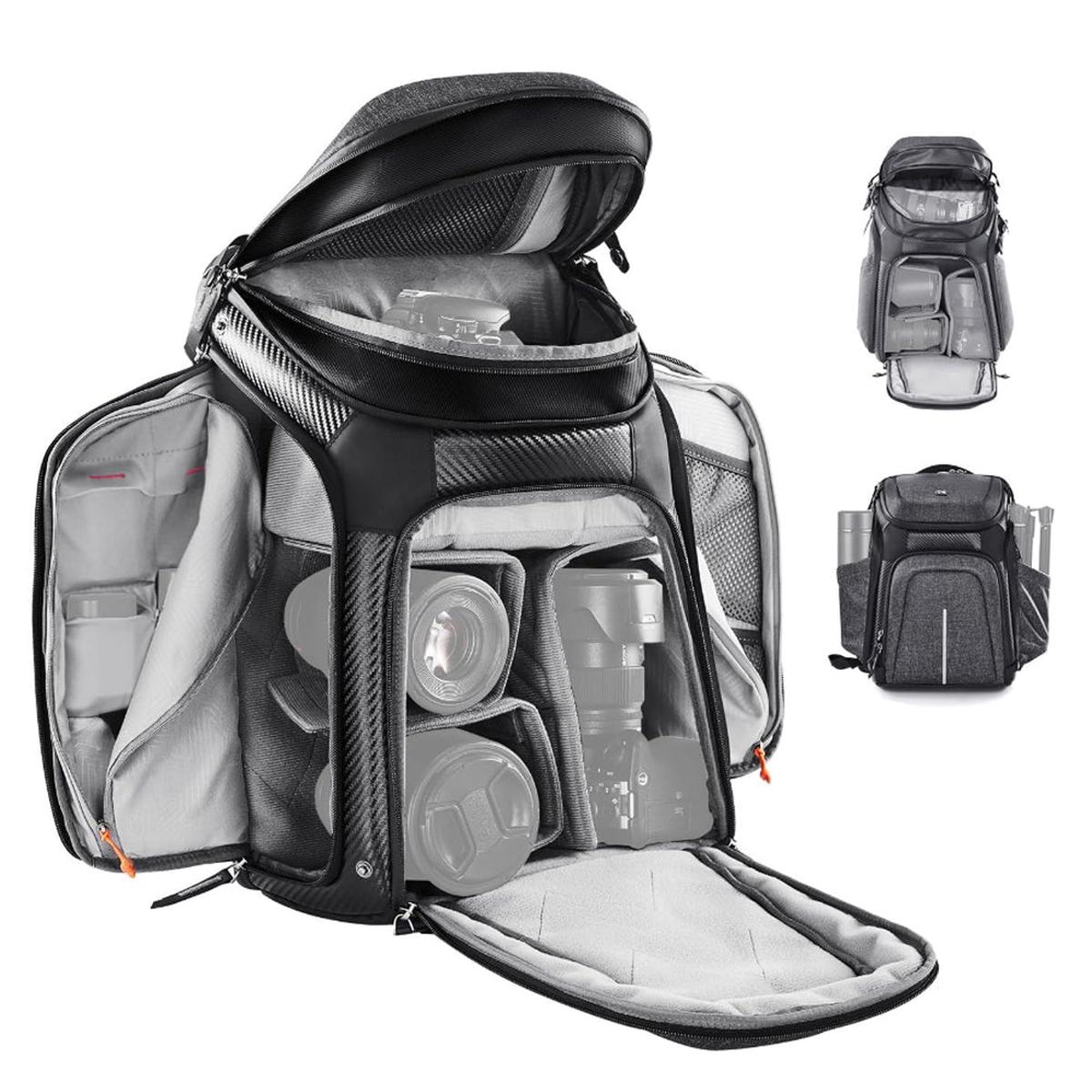 K&F Concept 25L Professional Photography Camera Backpack Bag with 15" Laptop Computer Compartment, Rain Cover, Large Storage for Tripod, Lens, Flash, Battery Charger, Video Light, DJI Drone, Digital M