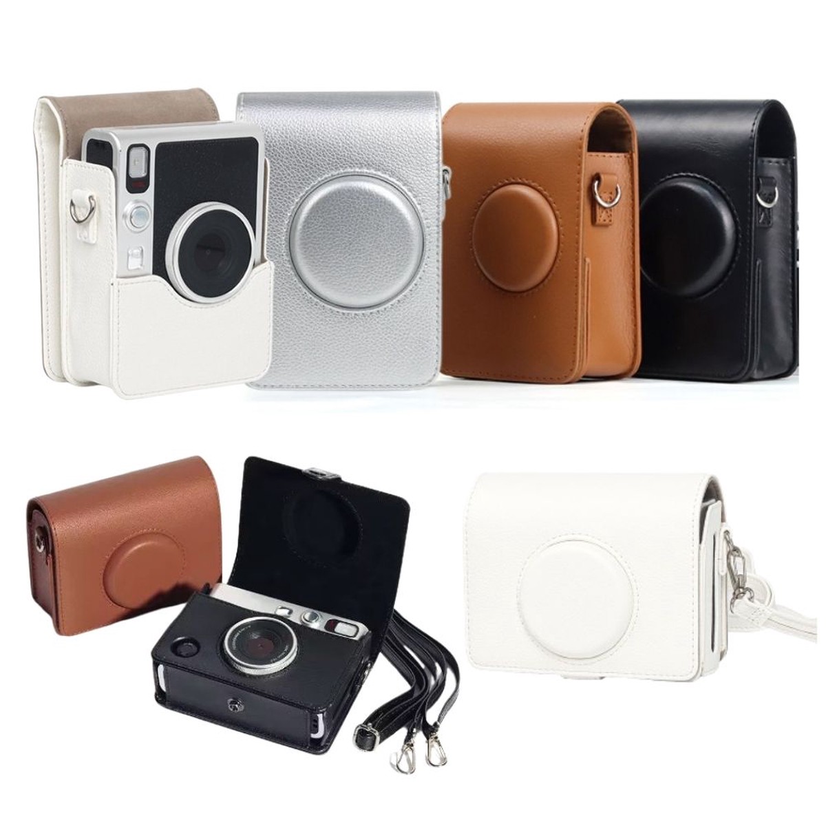 Pikxi Retro Portrait & Landscape Style Shoulder Sling Leather Case Bag for FUJIFILM Instax Mini EVO Instant Film Camera with Shoulder Strap and Formfitting Design for Controls - Available in