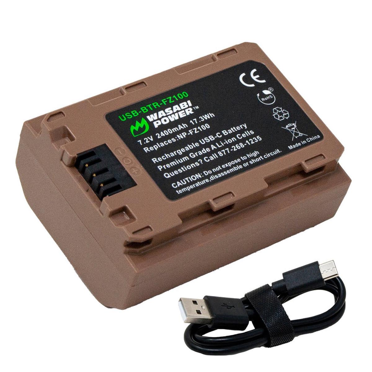 [CLEARANCE] Wasabi Power SONY NP-FZ100 NPFZ100 Battery with USB Type C Fast Direct Charging for Sony Alpha a1, a7 III, a7 IV, a7C II, a7CR, a7R III, a7R V, a7S III, a9 II, a6600, a6700, FX3,