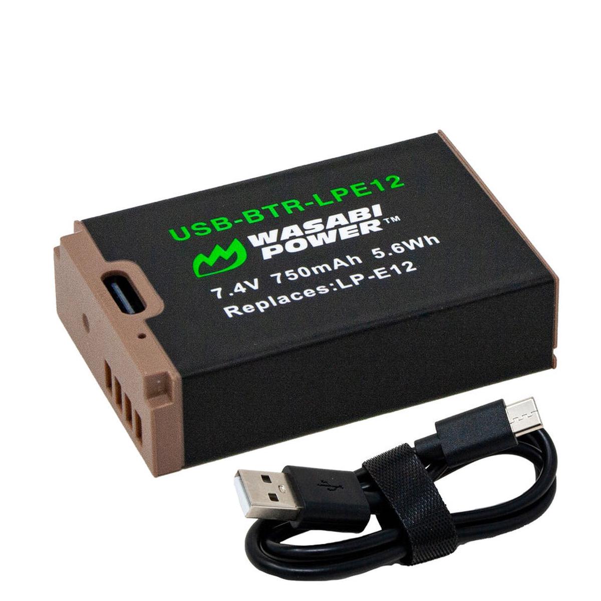 Wasabi Power Canon LP-E12 LPE12 Battery with USB Type C Fast Direct Charging for Canon EOS M M10 M2 M50 M50 Mark II M100 M200 100D and PowerShot SX70 HS Digital Camera