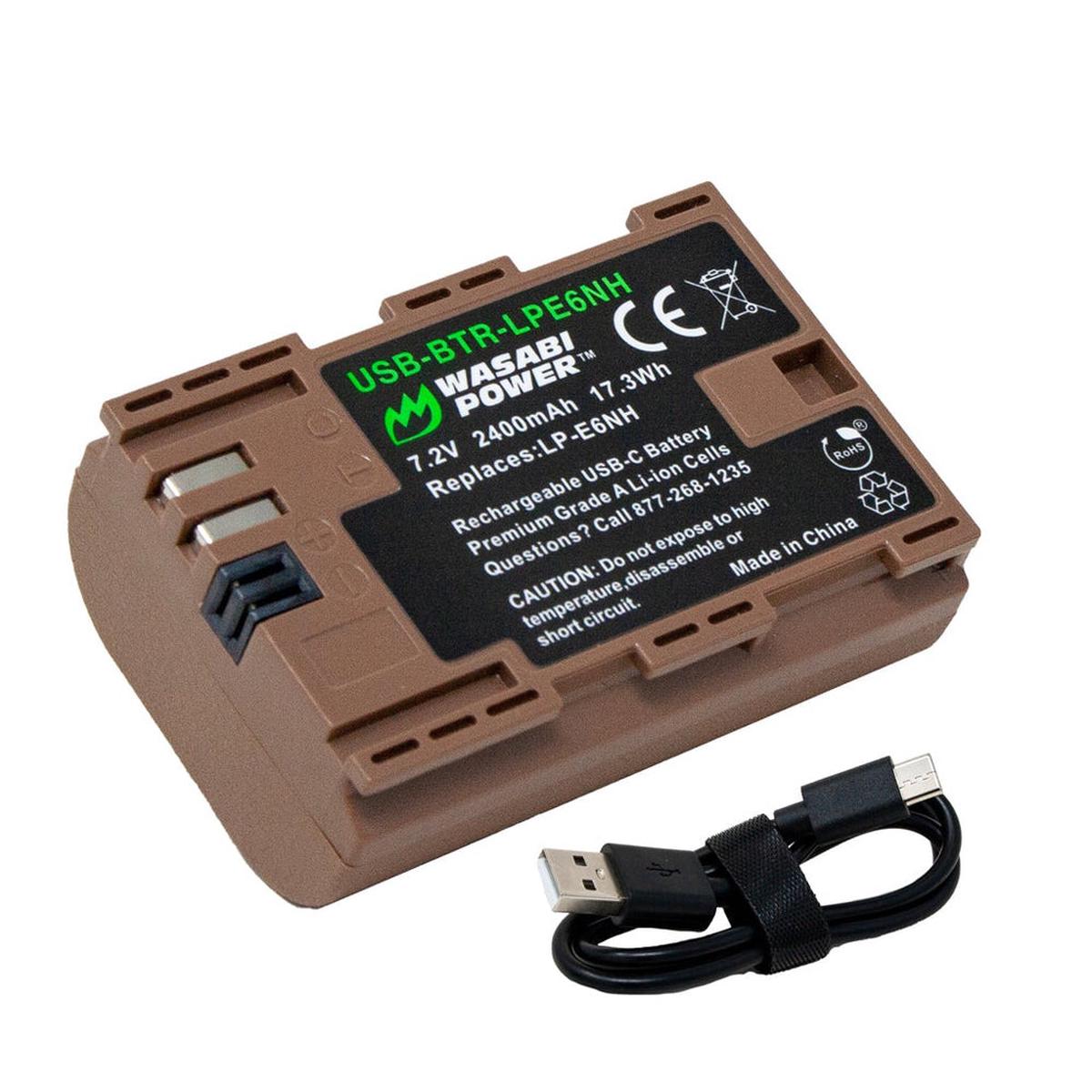 [CLEARANCE] Wasabi Power Canon LP-E6NH LPE6NH Battery with USB Type C Fast Direct Charging for Canon 5D Mark III Mark II, 5DS, 5DS R, 6D, 7D, 7D Mark II, 60D, 60Da, 70D, 80D, 90D, XC10, XC15