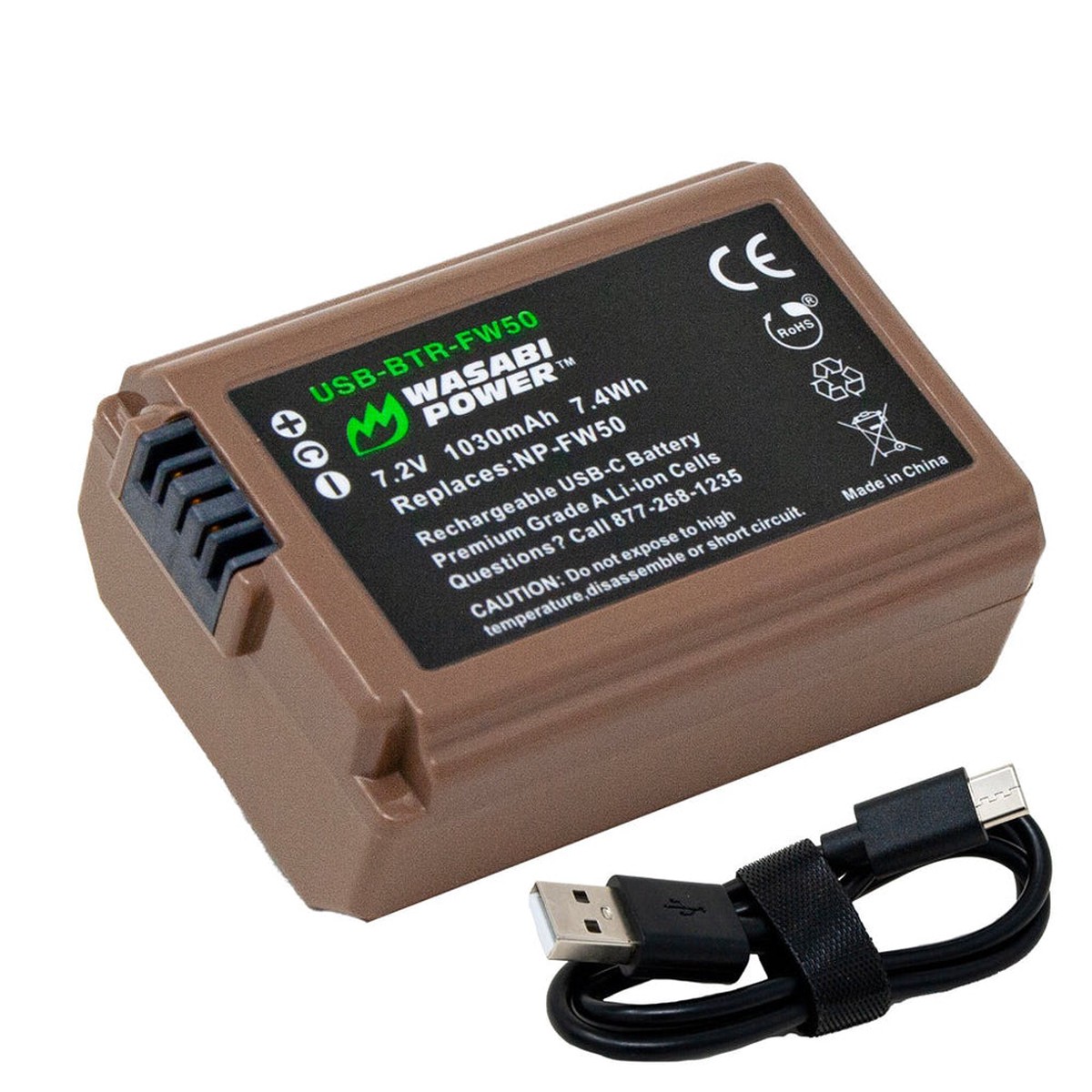 [CLEARANCE] Wasabi Power Sony NP-FW50 NPFW50 Battery with USB Type C Fast Direct Charging for Sony Alpha a7 II a7R II a7S II a6500 a6400 a6300 a6000 NEX-F3 NEX-C3 NEX-7 NEX-6 NEX-5 NEX-