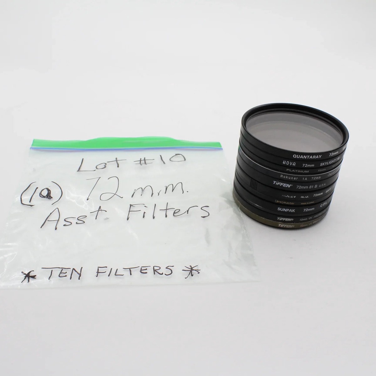 * USED * Lot #10 (10) 72mm Lens Filters