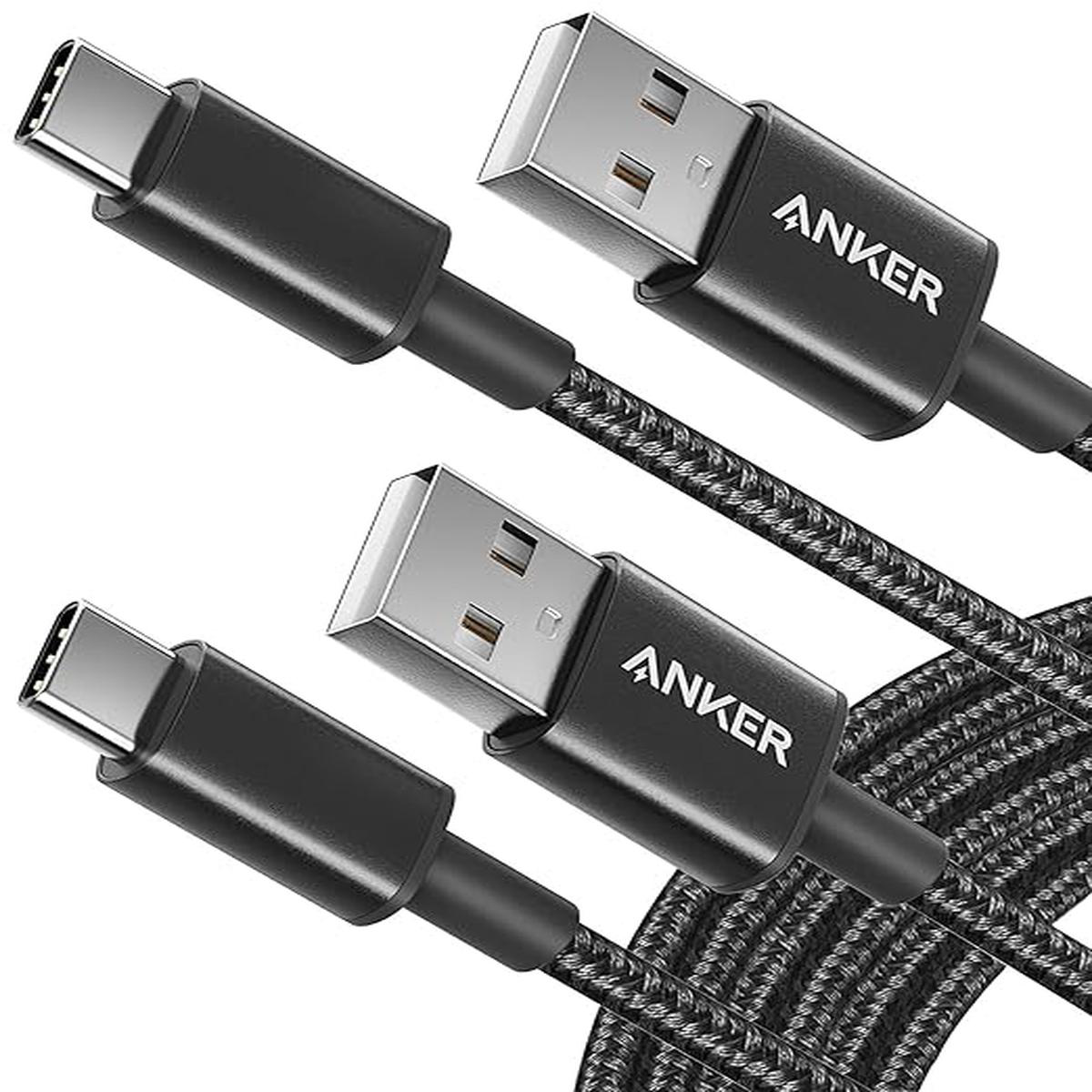 Anker Cable [2 Pack 10ft], USB A to USB C Cable for iPhone 17 Series,Samsung Galaxy S10 S10+, LG V30, Beats Fit Pro and More (Black).