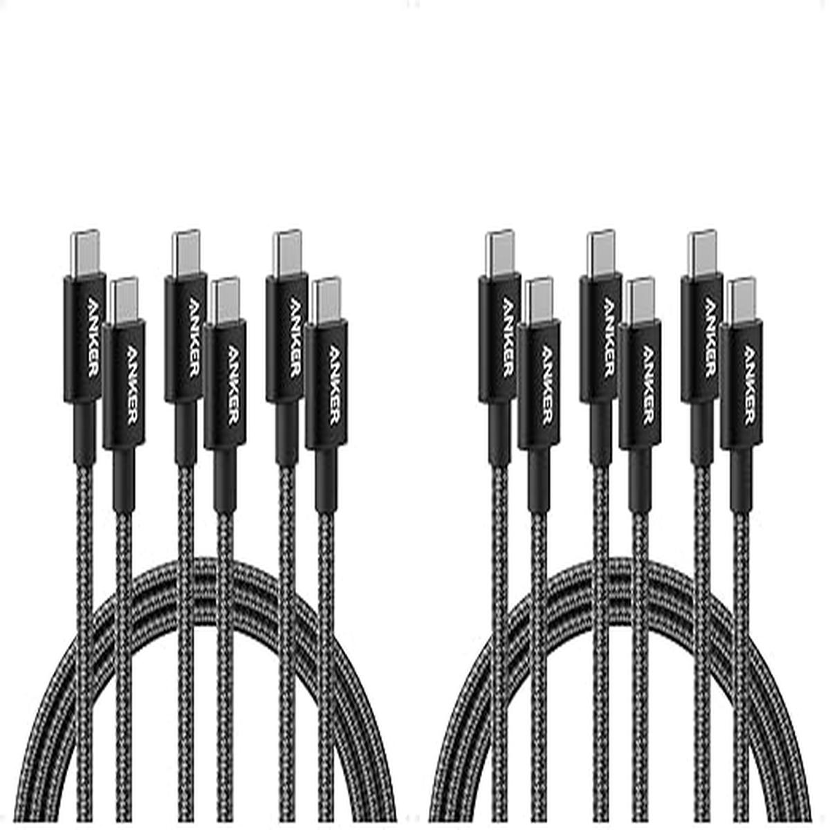 Anker USB C to USB C Cable, Type-C Charging Cord Fast Charge(6FT*3,100W), for iPhone 17/17 pro, MacBook and More(USB 2.0,Black) (Pack of 2)
