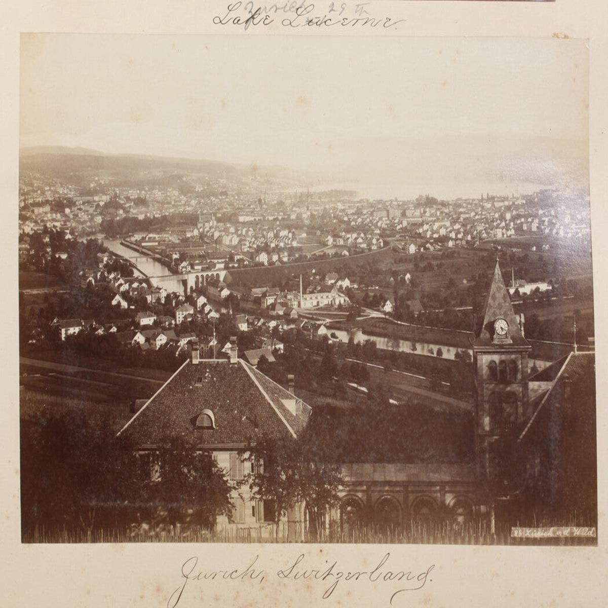 ZURICH, SWITZERLAND. 19TH CENTURY CITY VIEW.  8x10 reprint