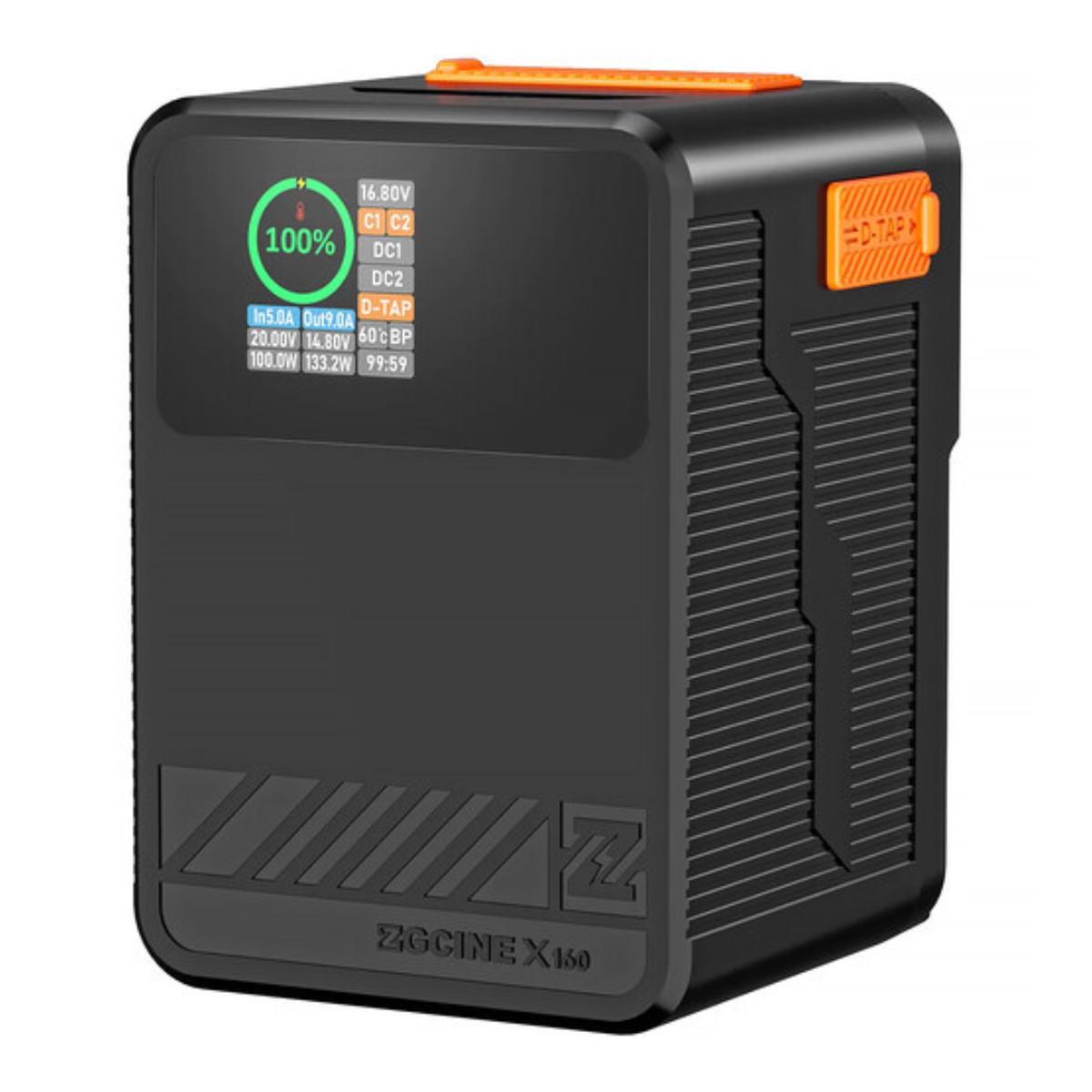ZGCINE ZG-X160 156Wh / ZG-X99 99Wh / ZG-X50 52Wh 14.8V V-Mount Battery with Birectional Support, 100W PD USB-C Fast Charger, D-Tap, DC Output, 1.3" Color Status Display for Cameras, LED Ligh