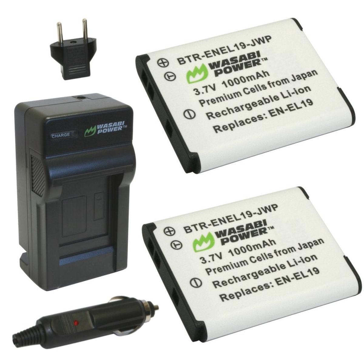 [CLEARANCE] Wasabi Power Battery EN-EL19 (2-Pack) EL19 and Charger for Nikon EN-EL19 | JG Superstore
