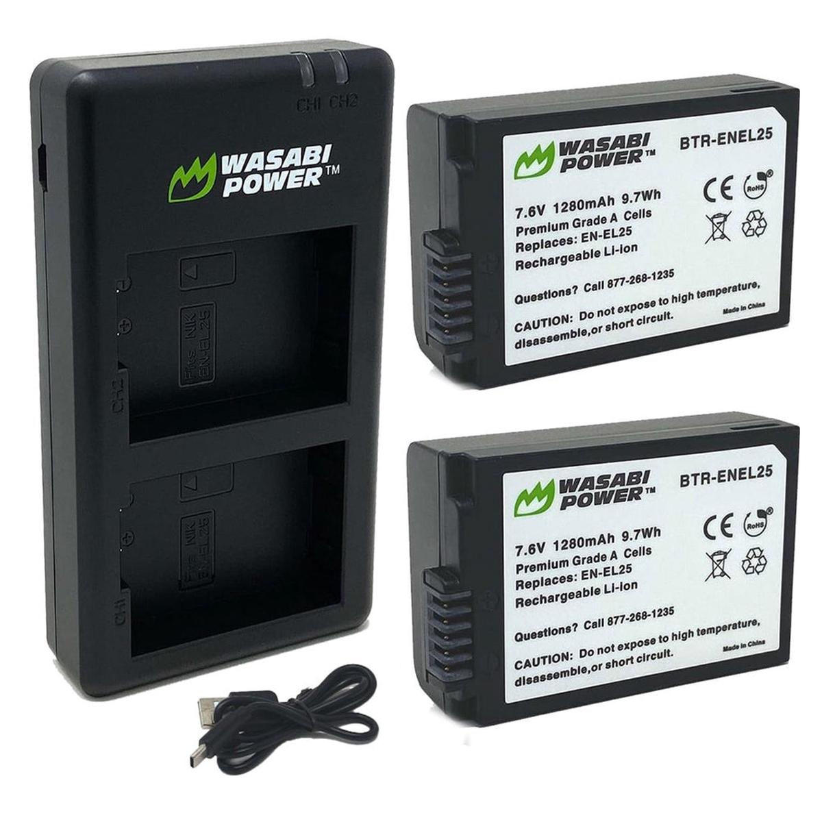 [CLEARANCE] Wasabi Power EN-EL25 Battery & Charger for Nikon Z30 Z50 Zfc Digital Cameras | EN EL25 ENEL25 | JG Superstore