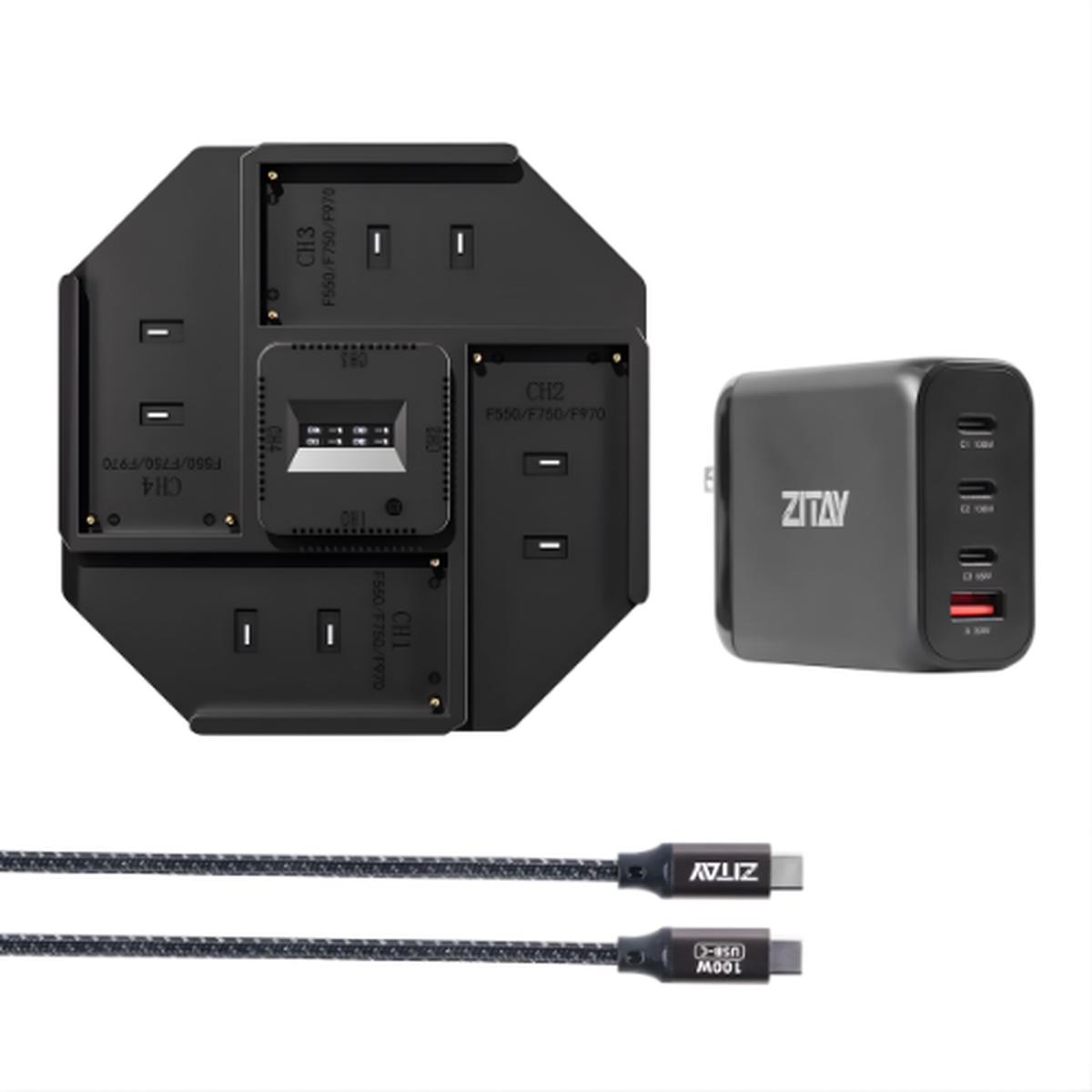 ZITAY High-Power NP-F Fast Quad Charger Kit