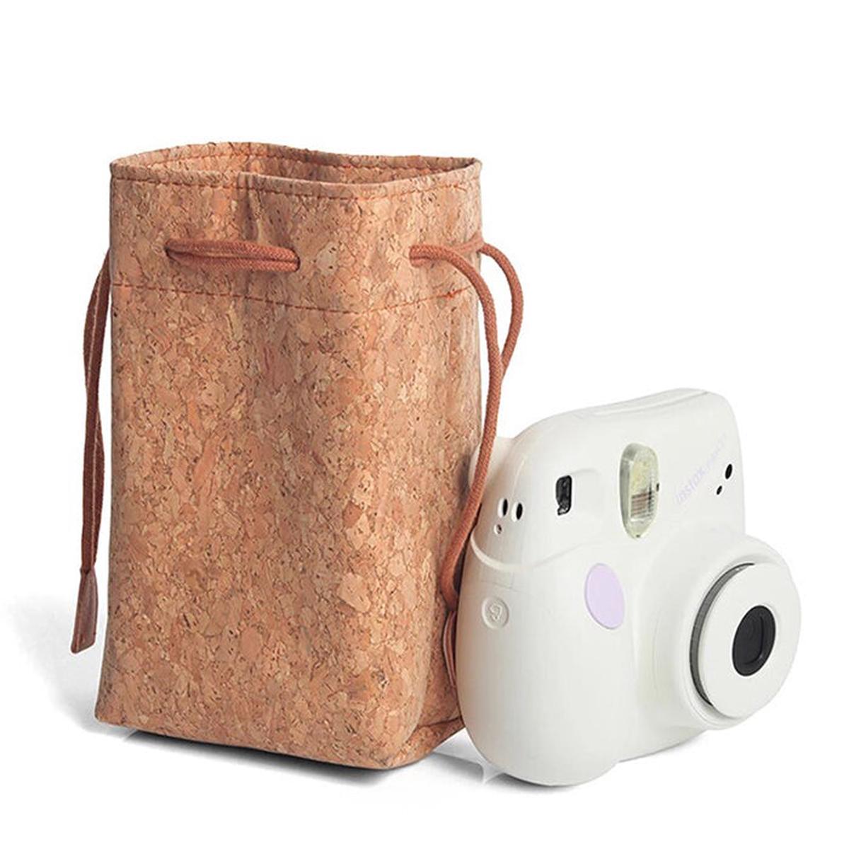 [CLEARANCE] Pikxi BS-08 Cute Cork Drawstring Camera Storage Bag for Fujifilm Instax Mini 11 Instant Camera